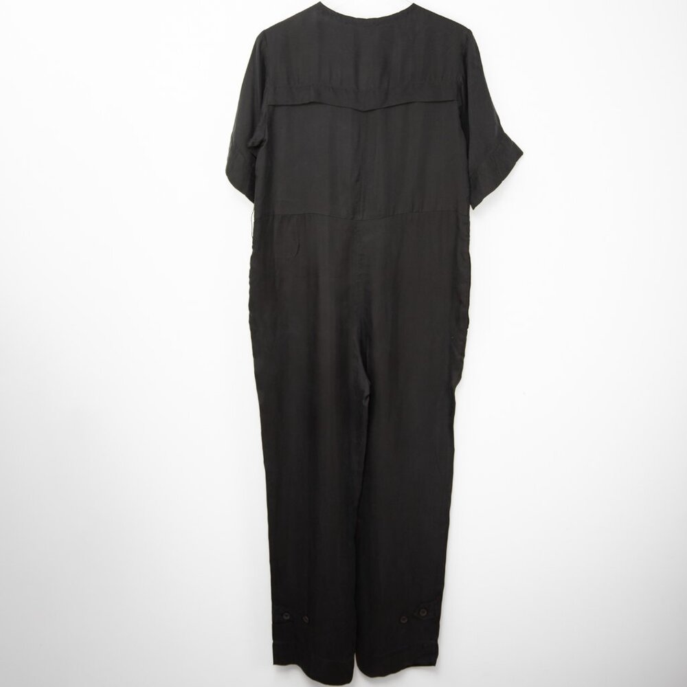 Rebecca Minkoff Carrie Jumpsuit 100% Cupro Short Sleeve Belted Black Size XS - Picture 3 of 7